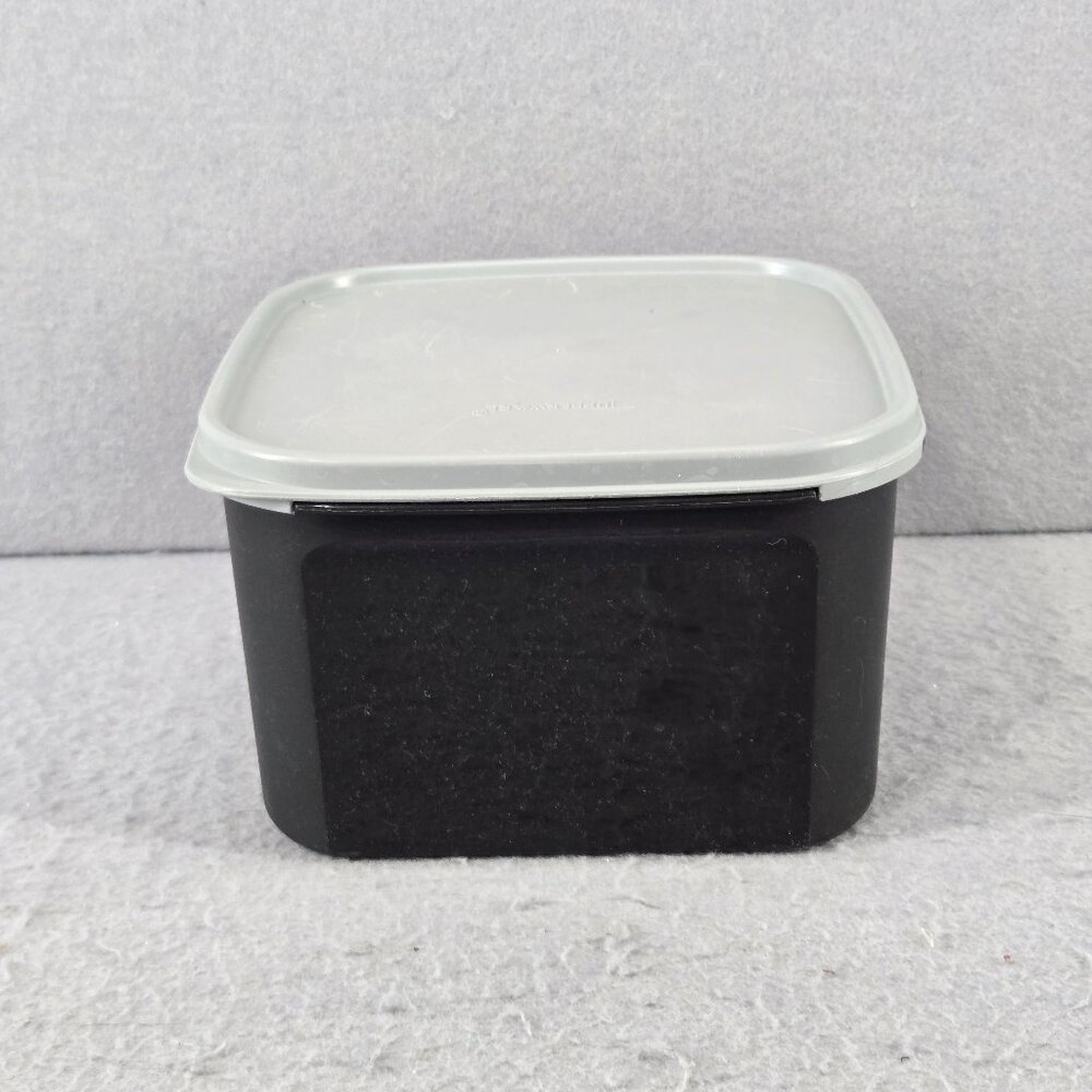 Tupperware Memory Mates Photo/Recipe Box, Modular Square Black/Gray w/2 dividers